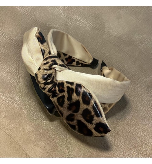 op.87 Opaska Beżowa Ekoskóra z Materiałem