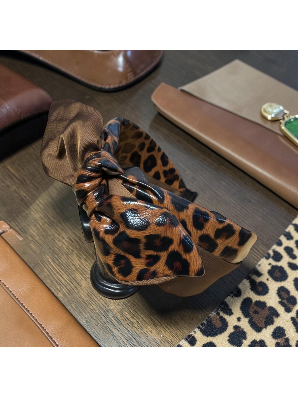 Op.87 Opaska Brązowa Ekoskóra z Materiałem