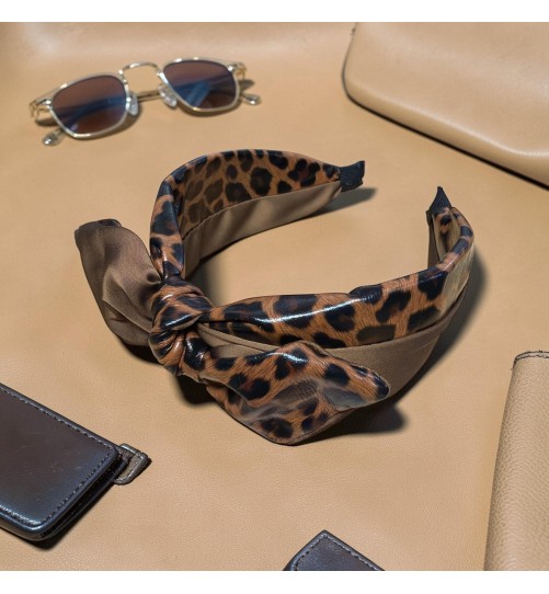 Op.87 Opaska Brązowa Ekoskóra z Materiałem