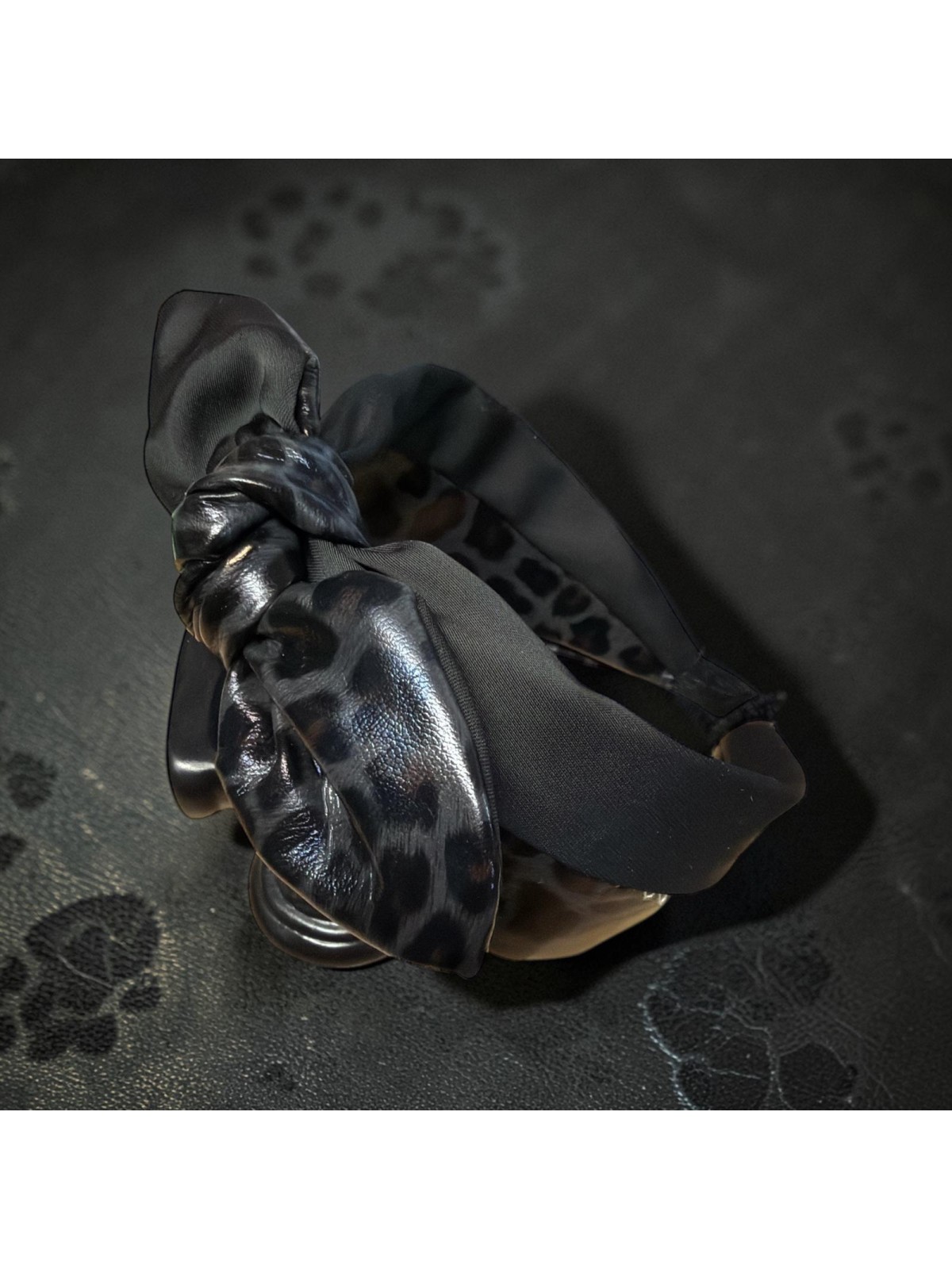 Op.87 Opaska Czarna z Ekoskóry i Materiału