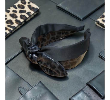 Op.87 Opaska Czarna z Ekoskóry i Materiału