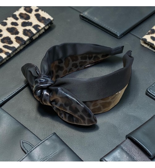 Op.87 Opaska Czarna z Ekoskóry i Materiału