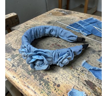 Op.88 Piękny zestaw opaska + kolczyki trzy różyczki