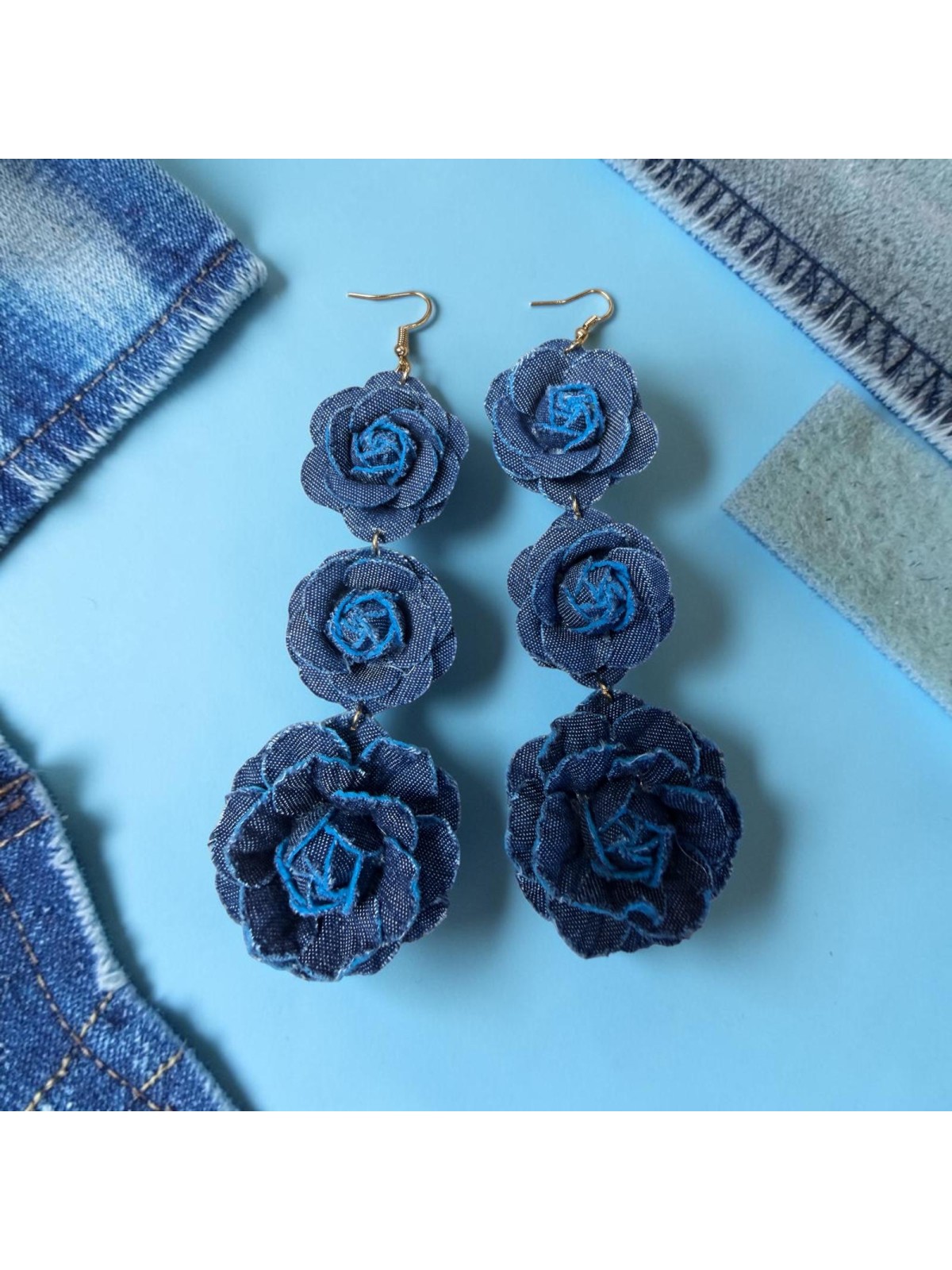 Op.89 Piękny zestaw ciemny odcień opaska + kolczyki potrójna  róża