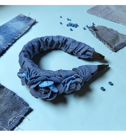 Op.90 Piękny zestaw ciemny odcień opaska + kolczyki pojedyńcza róza