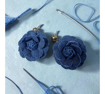 Op.90 Piękny zestaw ciemny odcień opaska + kolczyki pojedyńcza róza