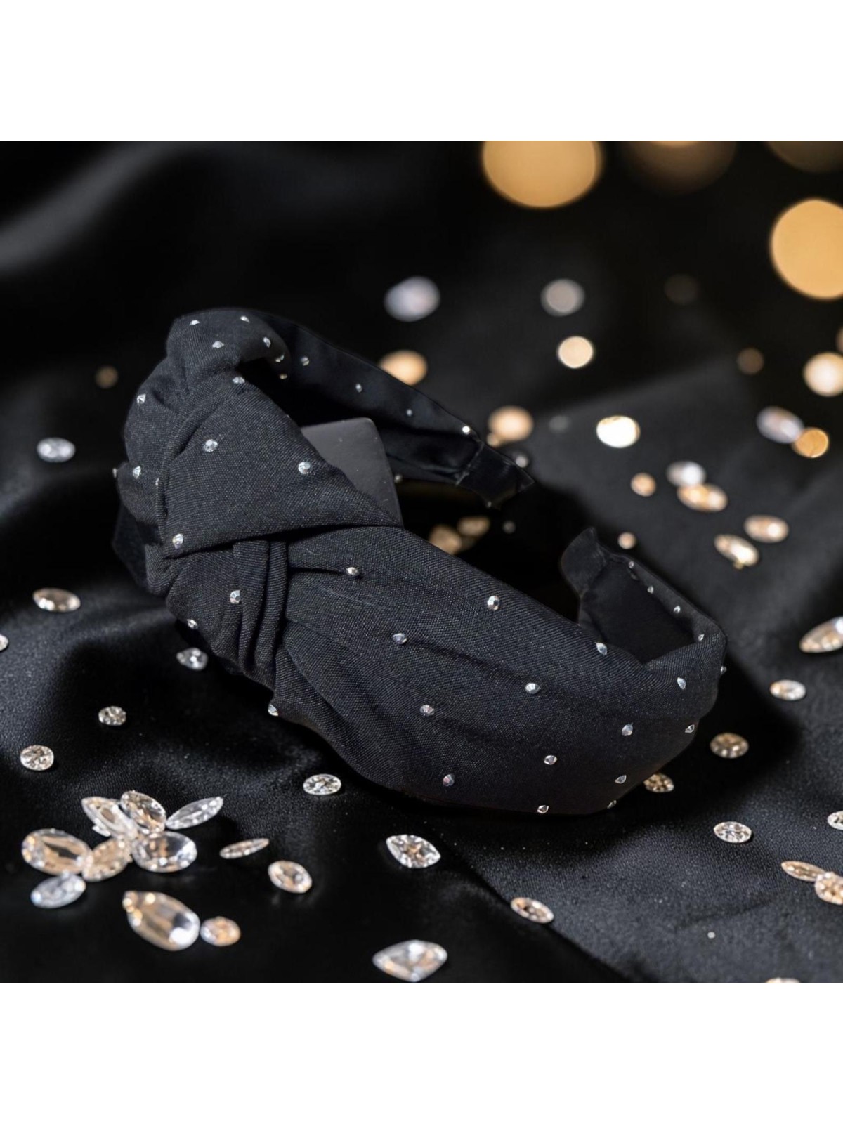 Op.91 Czarna opaska z cyrkoniami