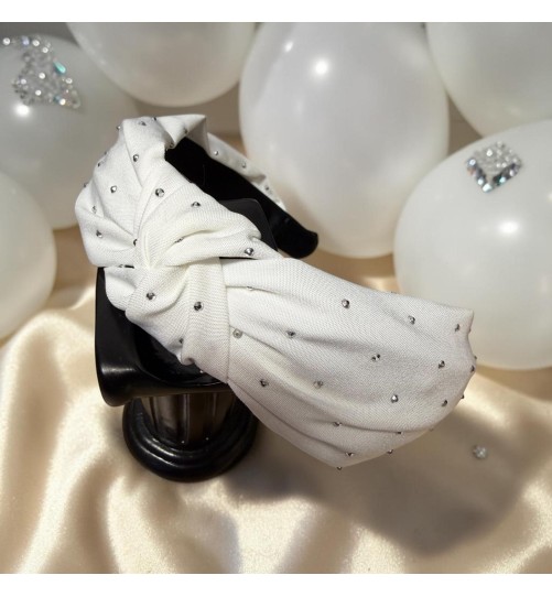 Op.91 Biała opaska z cyrkoniami