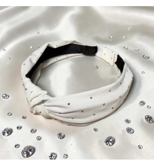 Op.91 Biała opaska z cyrkoniami