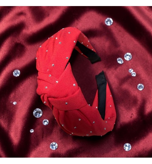 Op.91 czerwona opaska z cyrkoniami