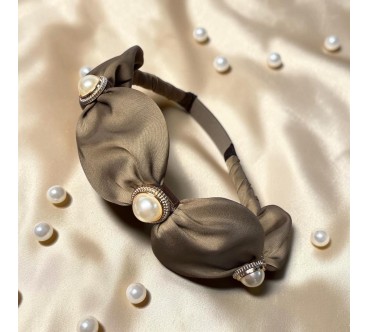 Op.92 satynowa opaska fango z perłami