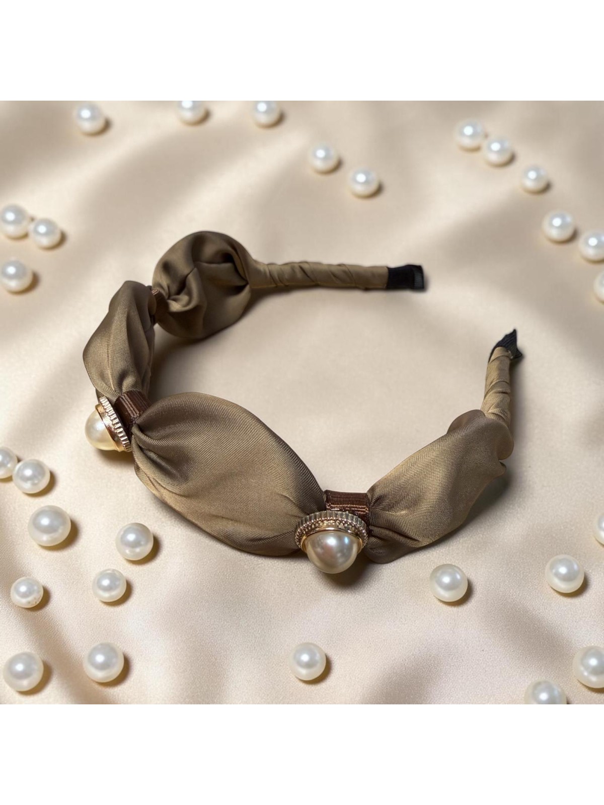 Op.92 satynowa opaska fango z perłami