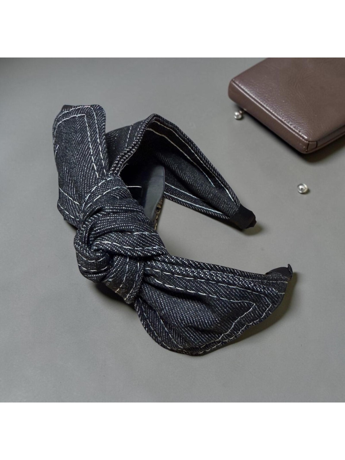 Op.93 Opaska jeans czarna