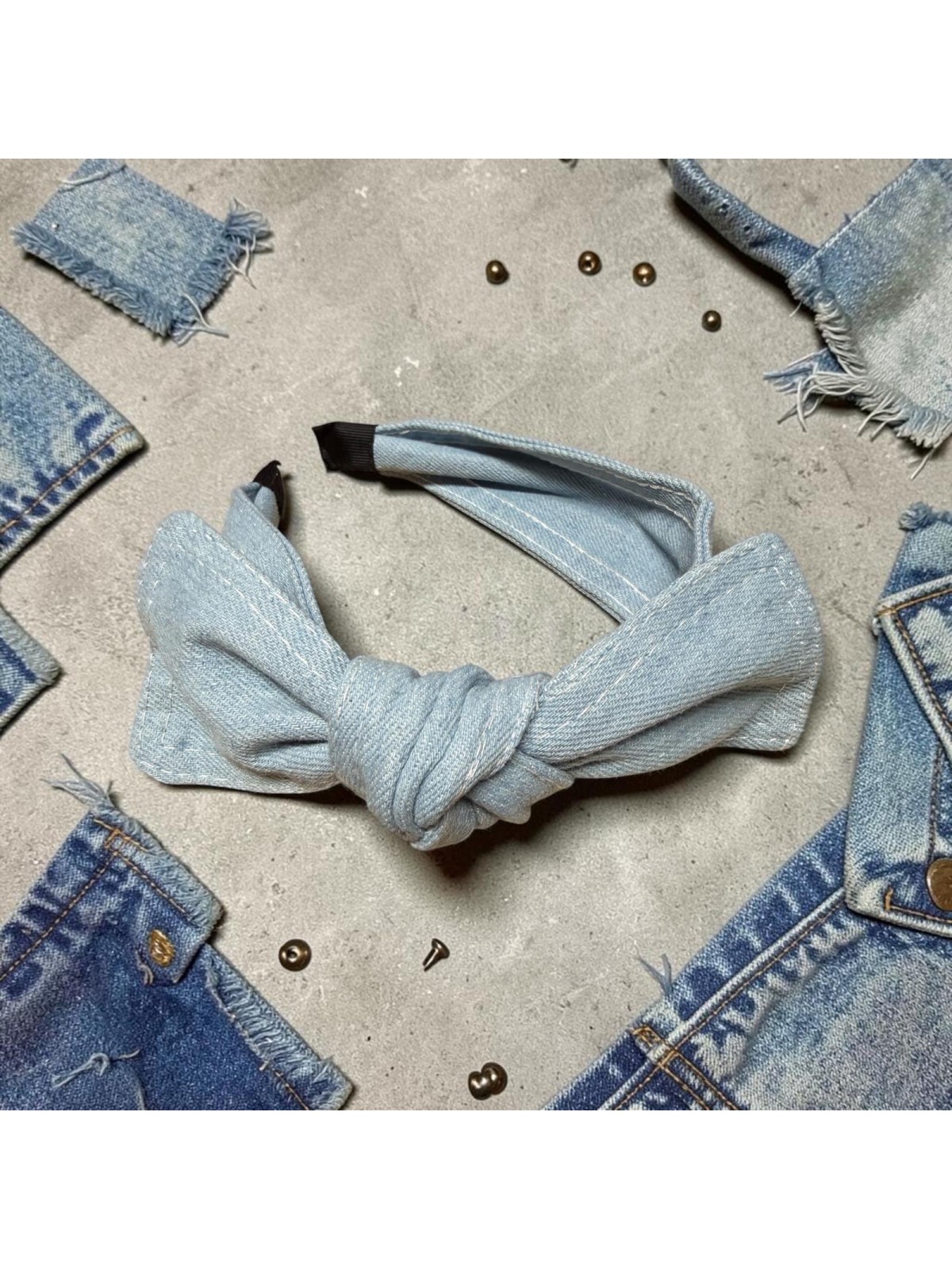 Op.93 Opaska jeans niebieska