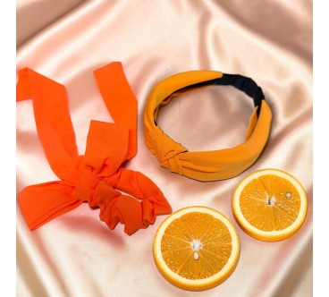 op.63 Opaska Pomarańczowa-neon +gumka kokardka