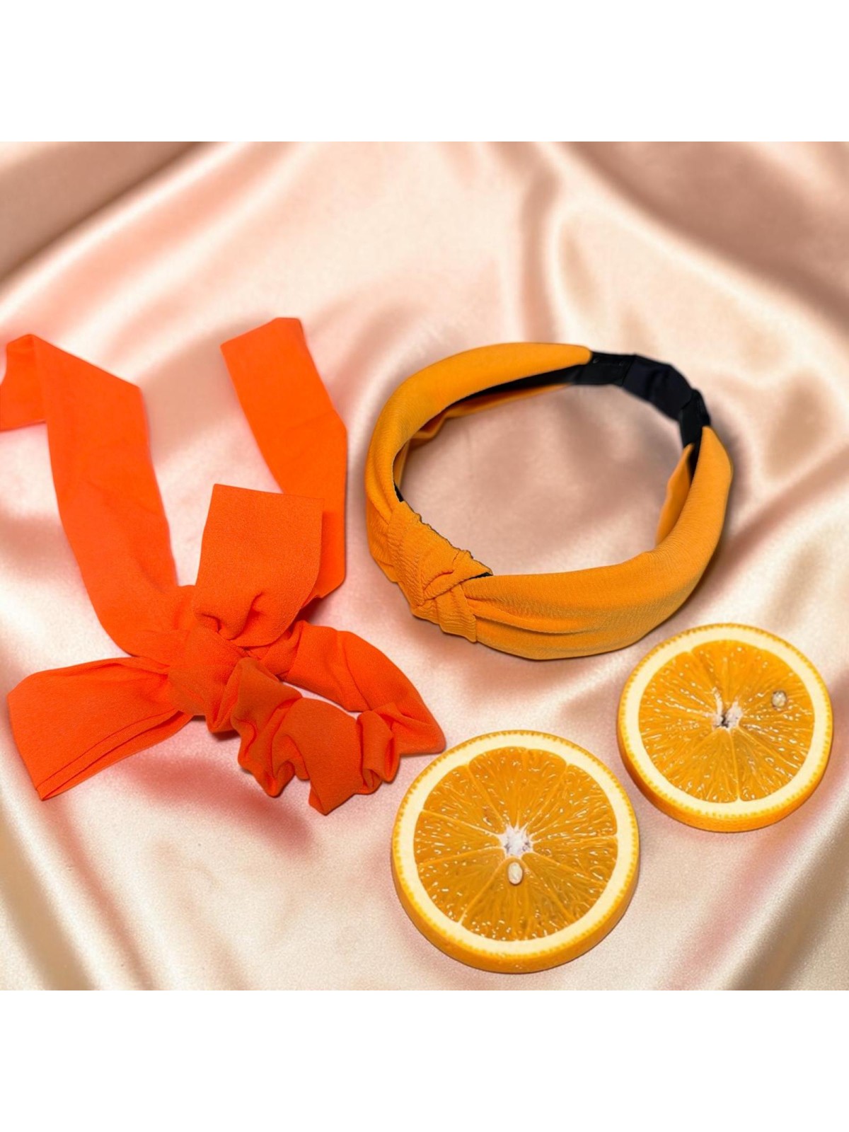 op.63 Opaska Pomarańczowa-neon +gumka kokardka