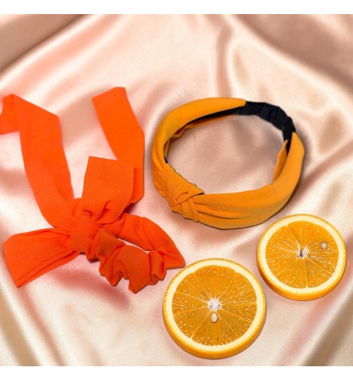 op.63 Opaska Pomarańczowa-neon +gumka kokardka