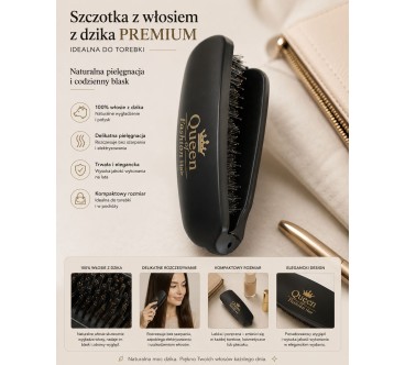 S9 SZCZOTKA CZARNA  Z WŁOSIEM Z DZIKA DO TOREBKI MINI