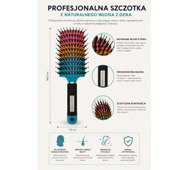 S7 SZCZOTKA Z WŁOSIEM Z DZIKA  KOLOROWA