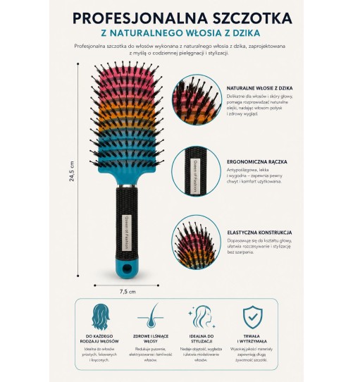 S7 SZCZOTKA Z WŁOSIEM Z DZIKA  KOLOROWA