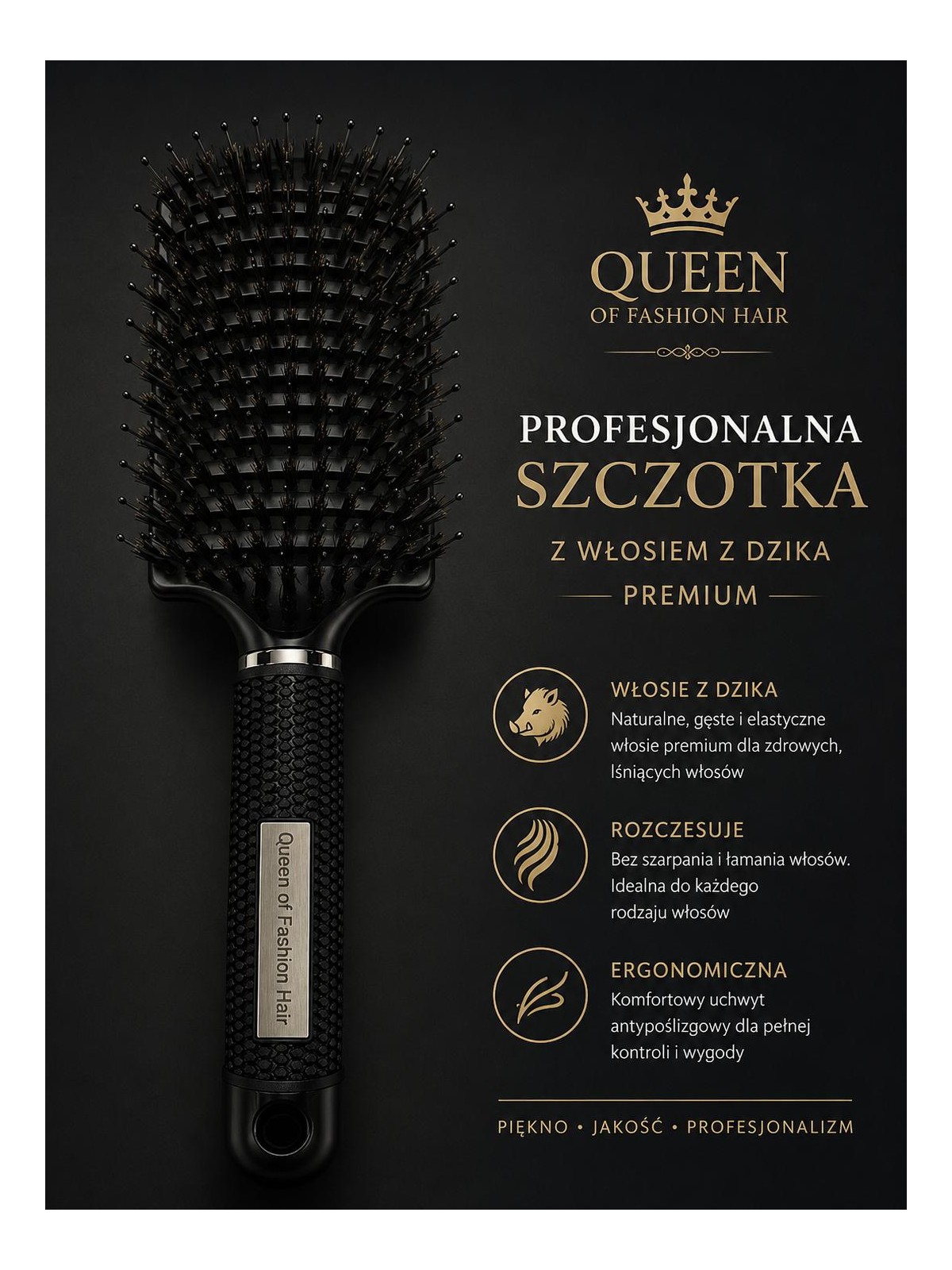 S 5 Szczotka z włosiem z dzika Czarna
