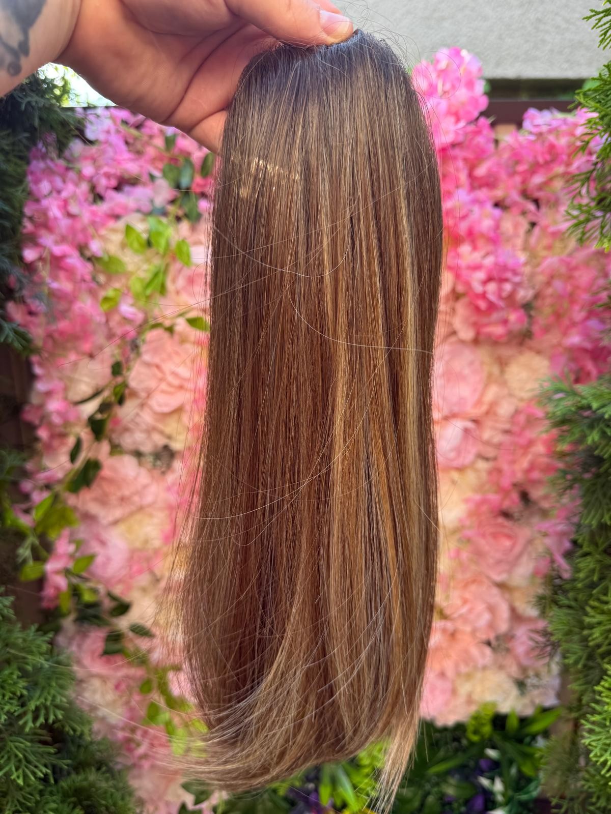 T3 Mini Topper Ciemny blond z pasemkami blond