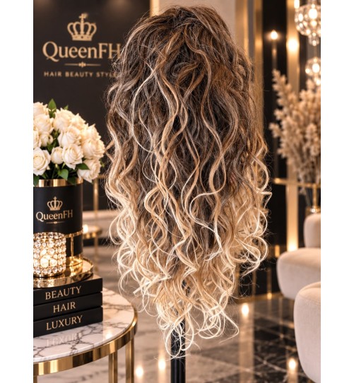 Kuc H24 OMBRE BRĄZ Z CIEMNYM BLONDEM W CHŁODNEJ TONACJI Z KOŃCÓWKĄ JASNEGO BLOND 55cm
