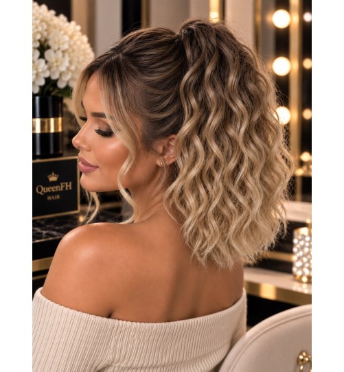 Kuc M2-Ombre ciemny blond od góry beżowy blond z refleksami ciemnego blondu 40cm