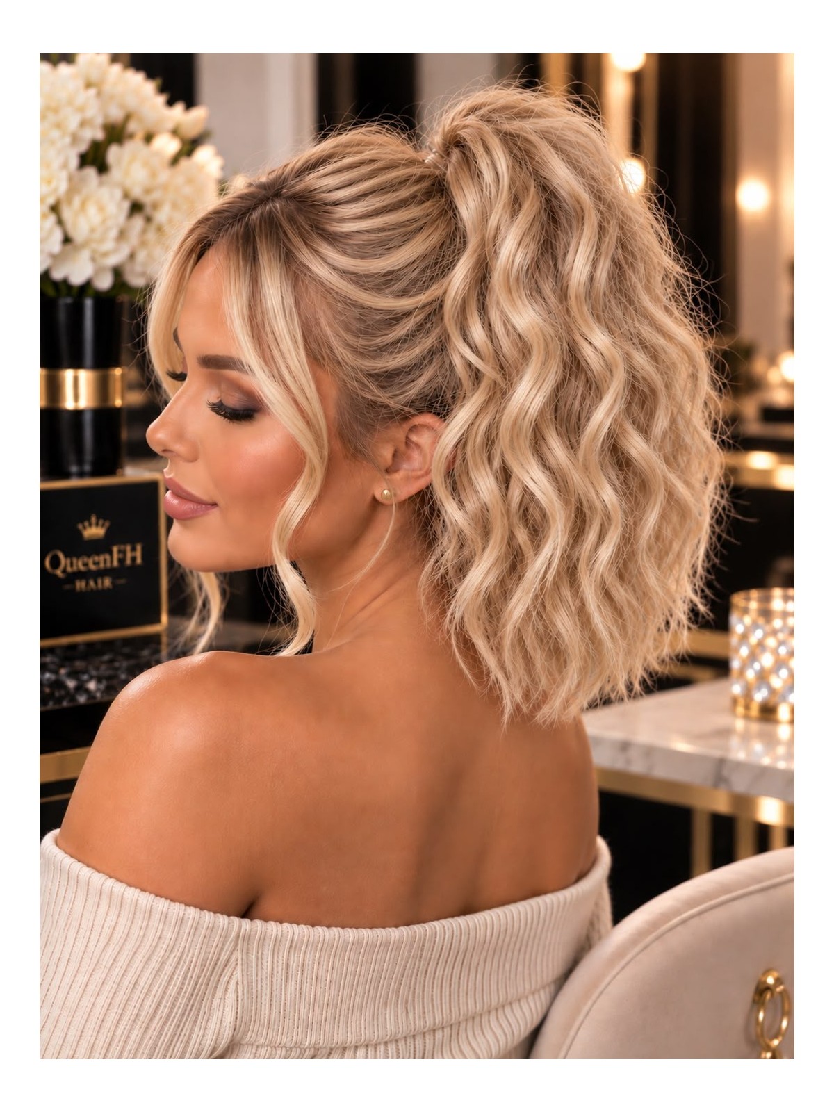 Kuc M5-jasny blond w odcieniach szampańskiego blondu i ciepłego blondu 40 cm Kuc M5-jasny blond w odcieniach szampańskiego blondu i ciepłego blondu 40 cm