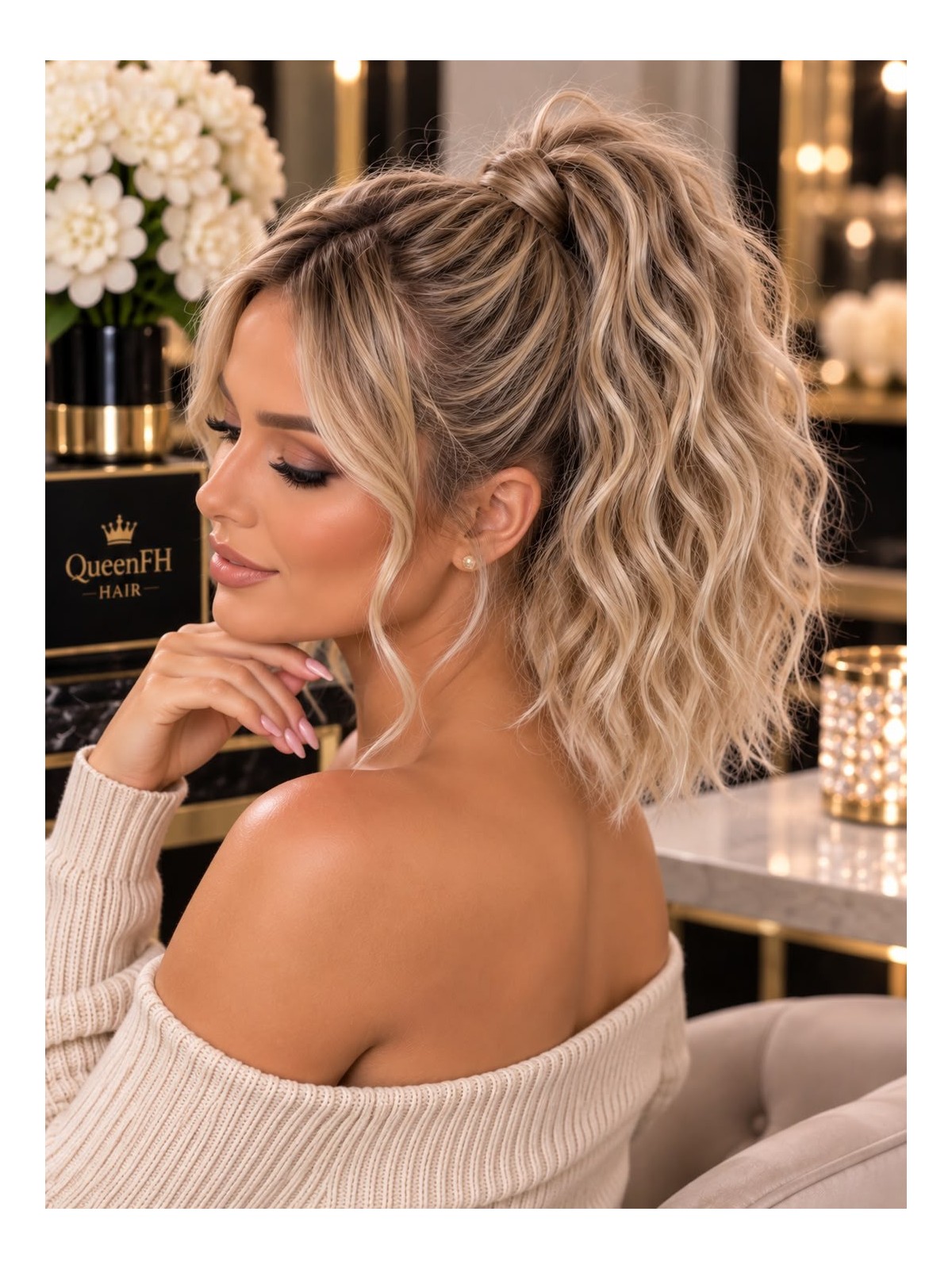 Kuc M4 z klamerka -beżowy blond łączony z refleksami jasnego blondu ombre ciemny blond 40 cm Kuc M4 z klamerka -beżowy blond łączony z refleksami jasnego blondu ombre ciemny blond 40 cm
