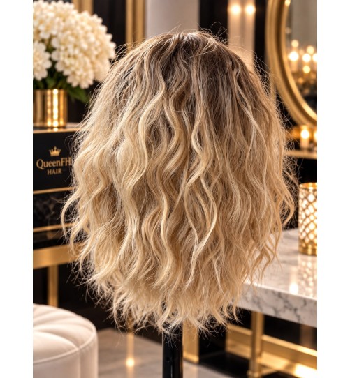 Kuc M1 z klamerka -Ombre ciemny blond z odcieniem ciemnego beżowego blondu 40 cm