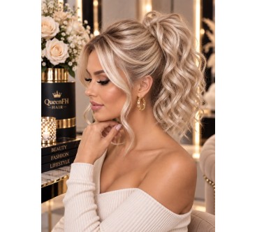 Kuc 35 cm I.2 klamerka beżowy blond – kucyk 35 cm na klamrze
