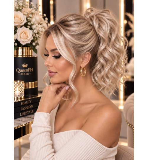 Kuc 35 cm I.2 klamerka beżowy blond – kucyk 35 cm na klamrze