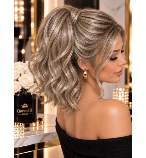 Kuc K110 naturalny chłodny blond – kucyk termiczny 45 cm