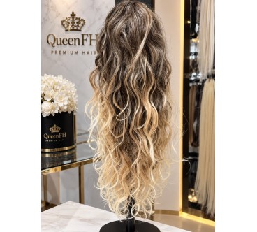 Kuc H17 z klamerką OMBRE BRĄZ Z CIEMNYM BLONDEM W CHŁODNEJ TONACJI Z KOŃCÓWKĄ  JASNEGO BLOND 70 cm