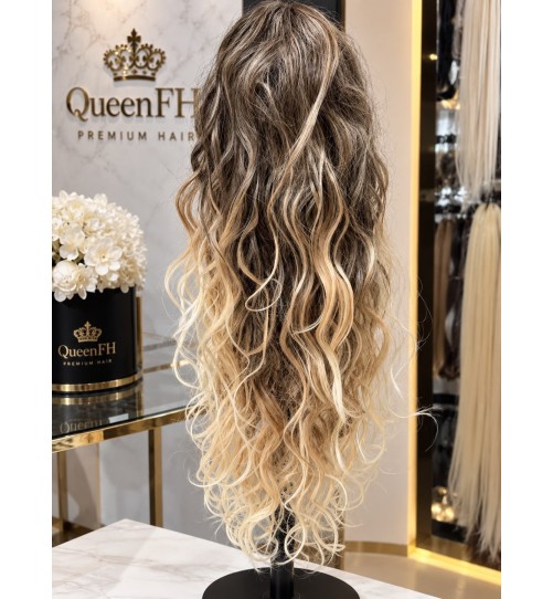 Kuc H17 z klamerką OMBRE BRĄZ Z CIEMNYM BLONDEM W CHŁODNEJ TONACJI Z KOŃCÓWKĄ  JASNEGO BLOND 70 cm