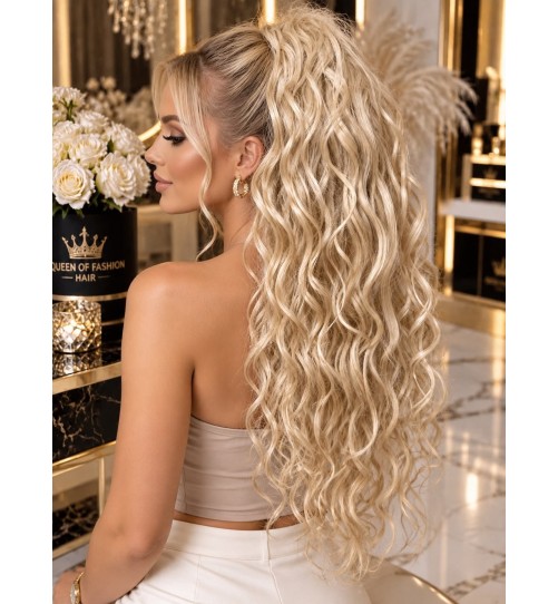 Kuc H16 z klamerką beżowy blond – kucyk 70 cm na klamrze