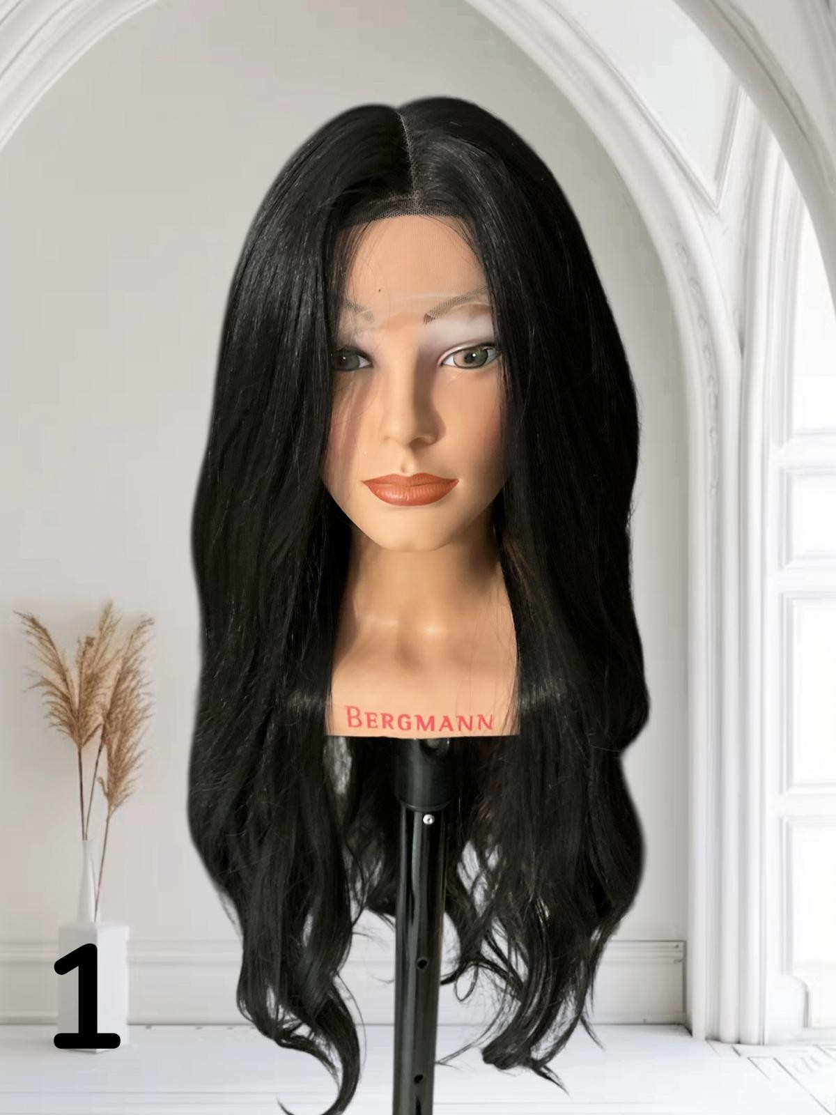 PERUKA 1 LACE FRONT CZARNA LEKKA FALA WŁOS TERMICZNY