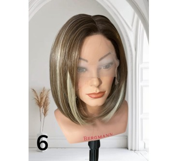 Peruka 6 Bob brąz z pasemkami blond