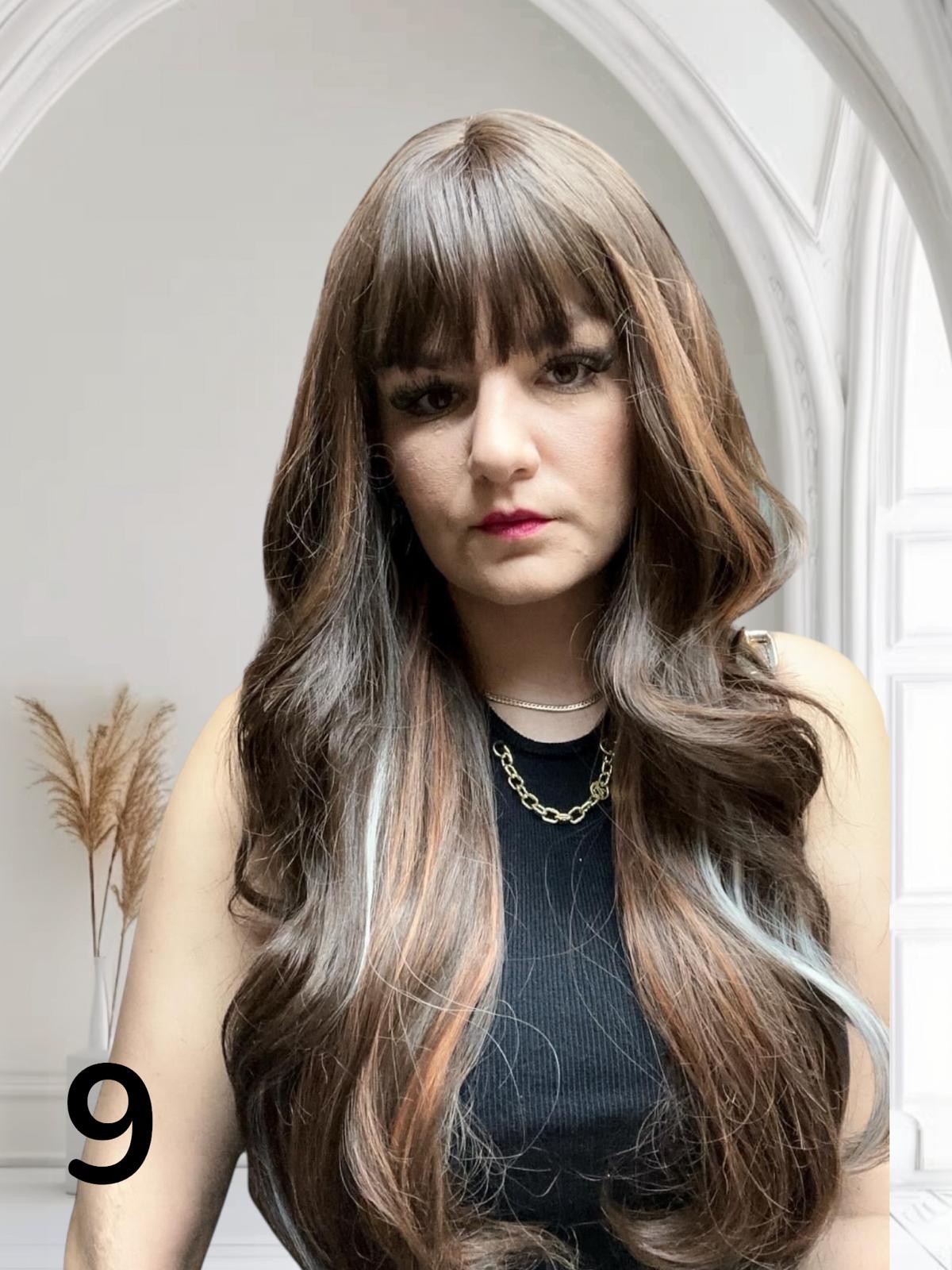 PERUKA 9 CZEKOLADOWY BRAZ Z REFLEKSEM BRĄZU I  BLONDU