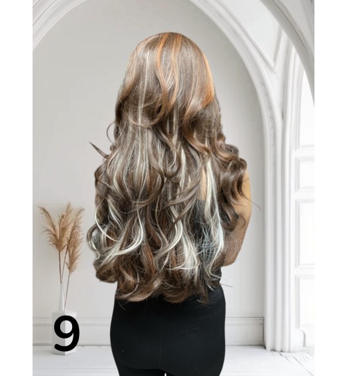 PERUKA 9 CZEKOLADOWY BRAZ Z REFLEKSEM BRĄZU I  BLONDU