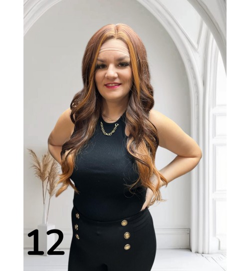PERUKA 12 FRONT BALEJAGE W CIEPŁYCH CZEKOLADOWYCH BRĄZACH