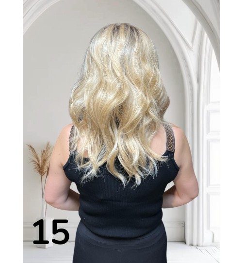 PERUKA 15 W ODCIACH BLONDU Z CIEMNIEJSZYM, ODROSTEM BLONDU