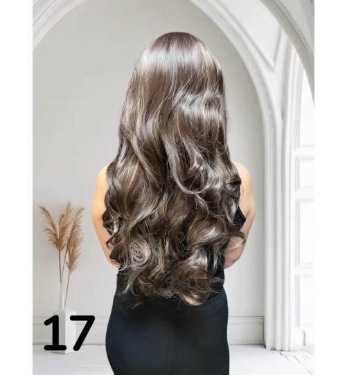PERUKA 17 W CHŁODNYCH ODCIEACH BRĄZU Z WSTAWKAMI BLONDU